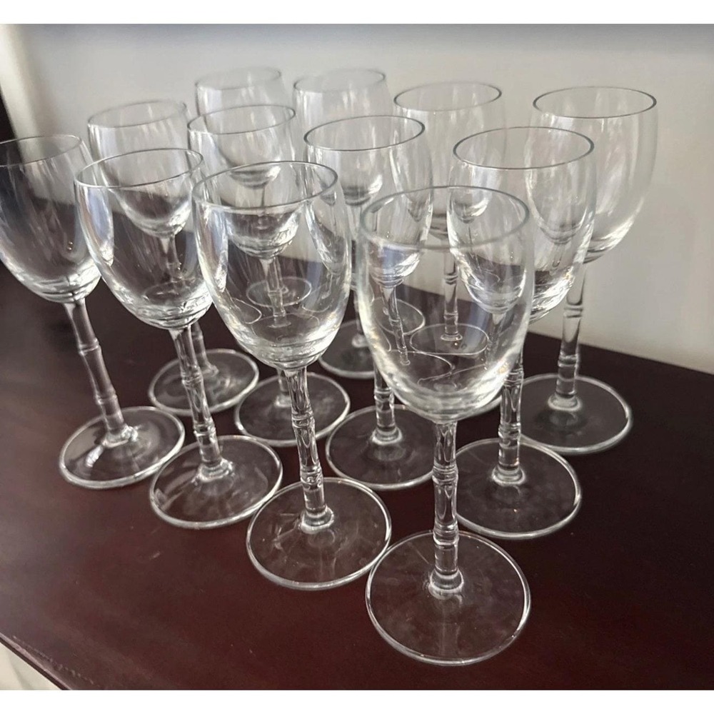 Vtg Lot Of 12 Schott Zwiesel Bamboo Cordial Glasses Cut Lead Crystal, 5.5" 3oz